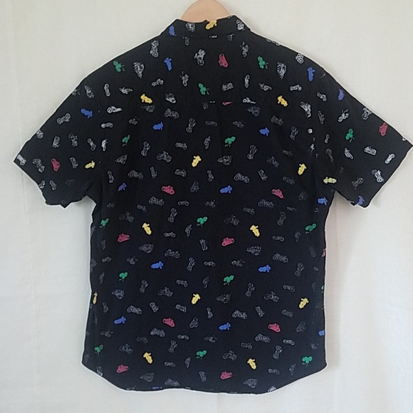 Straight Faded Black Button up Motorcycle Shirt L - Picture 3 of 5